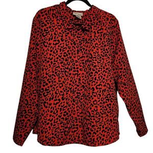 CW Classics Vintage Blouse – Red & Black Animal Print – Size 2X